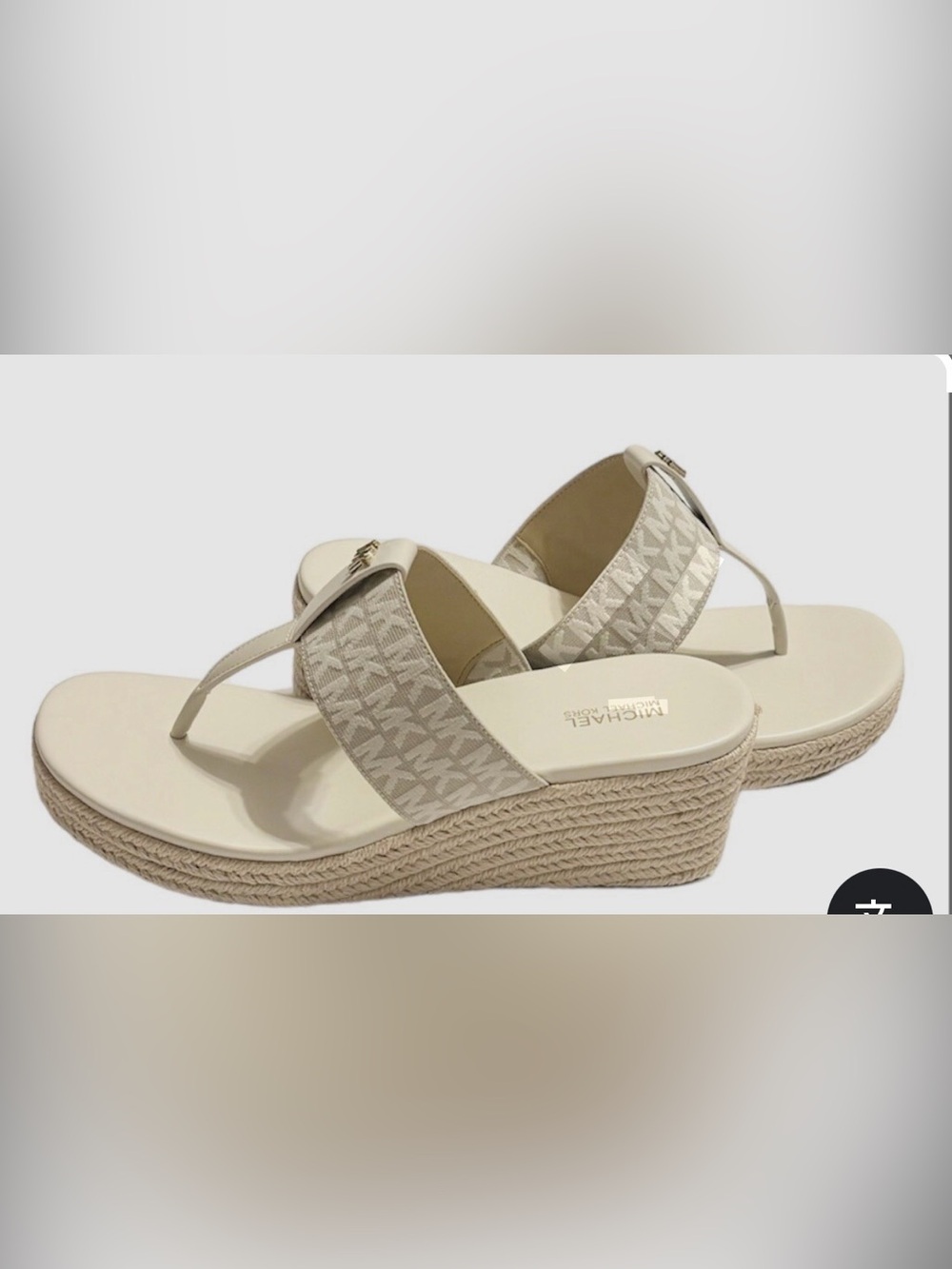 Michael Kors Cream Logo Espadrille Wedge Sandals